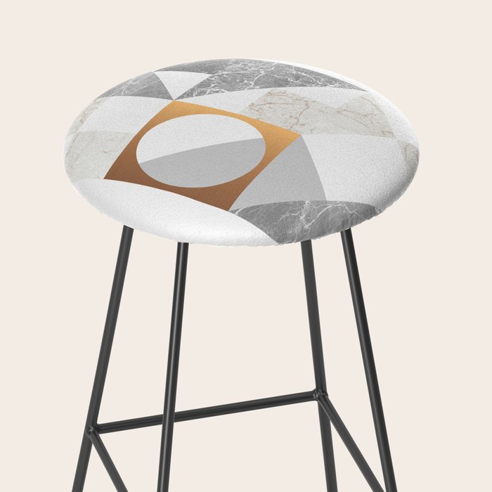 Marble Geometric Grey/White Stool Gallery Image 2