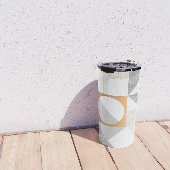 Marble Geometric Grey/White Travel Mug Gallery Image 4