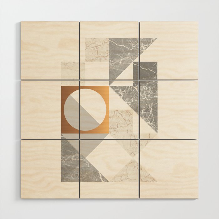 Marble Geometric Grey/White Wood Wall Art Gallery Image 1