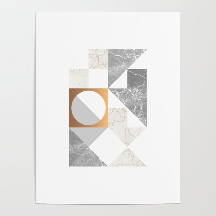 Marble Geometric Grey/White Poster Gallery Image 1
