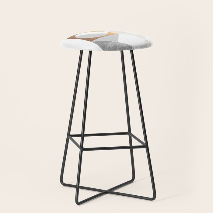 Marble Geometric Grey/White Stool Gallery Image 1