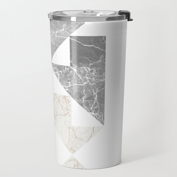 Marble Geometric Grey/White Travel Mug Gallery Image 2
