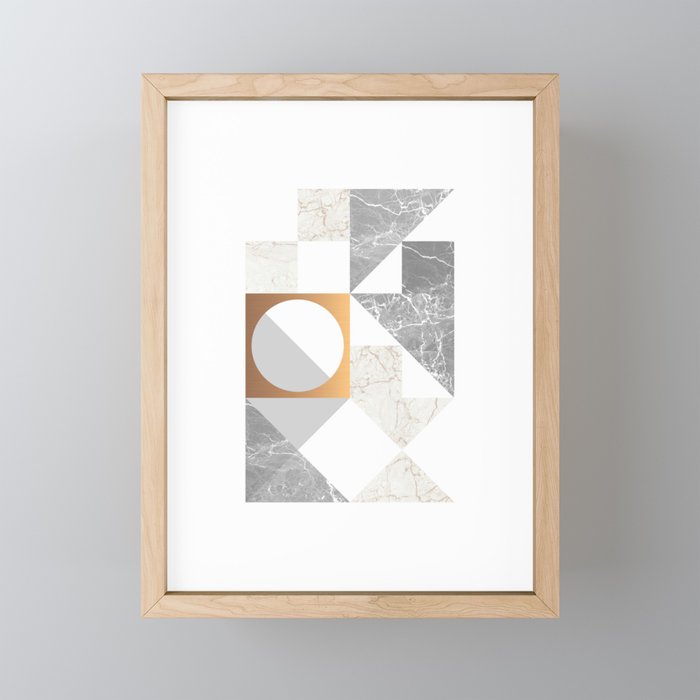 Marble Geometric Grey/White Mini Art Print Gallery Image 1