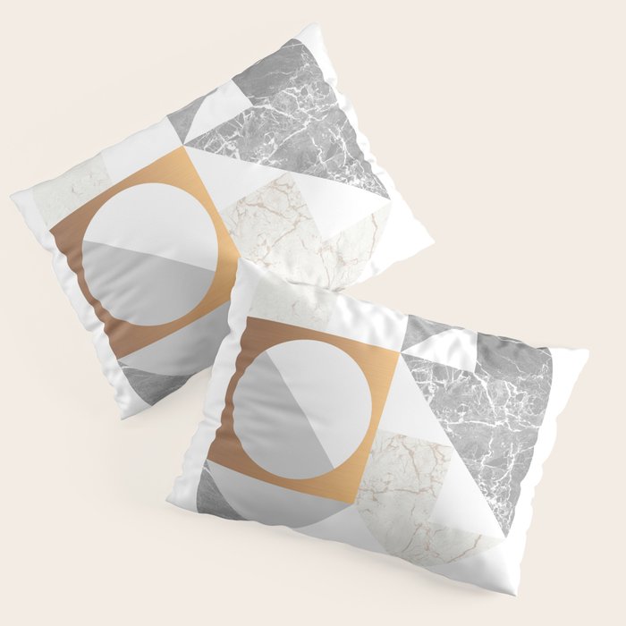 Marble Geometric Grey/White Pillow Sham Gallery Image 1