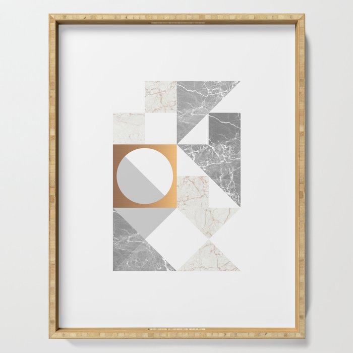Marble Geometric Grey/White Serving Tray Gallery Image 1