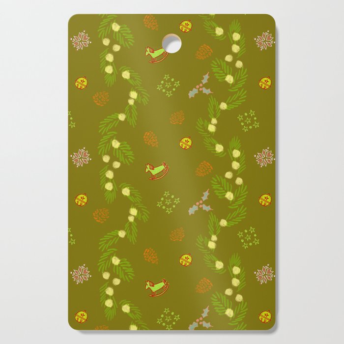 Whimsical Tiny Toys & Pine Branches in Green Cutting Board Gallery Image 1