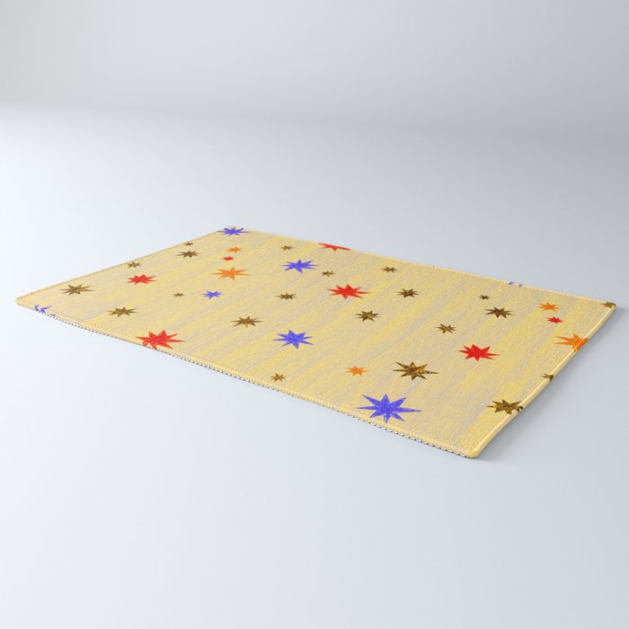 Celestial Star Twinkle in Golden Amber Watercolor Rug Gallery Image 3