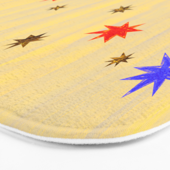 Celestial Star Twinkle in Golden Amber Watercolor Bath Mat Gallery Image 3