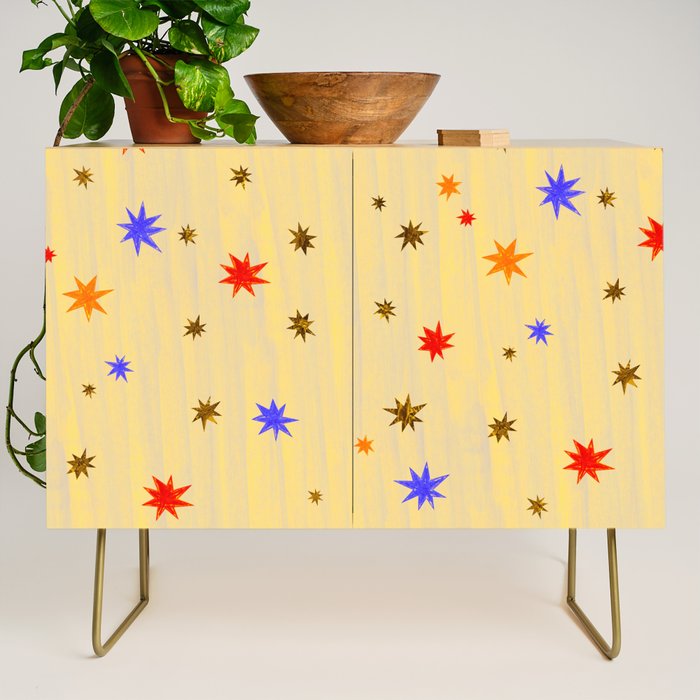 Celestial Star Twinkle in Golden Amber Watercolor Credenza Gallery Image 1