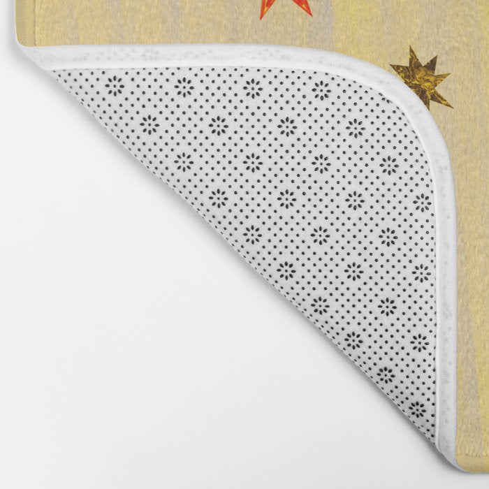 Celestial Star Twinkle in Golden Amber Watercolor Bath Mat Gallery Image 2