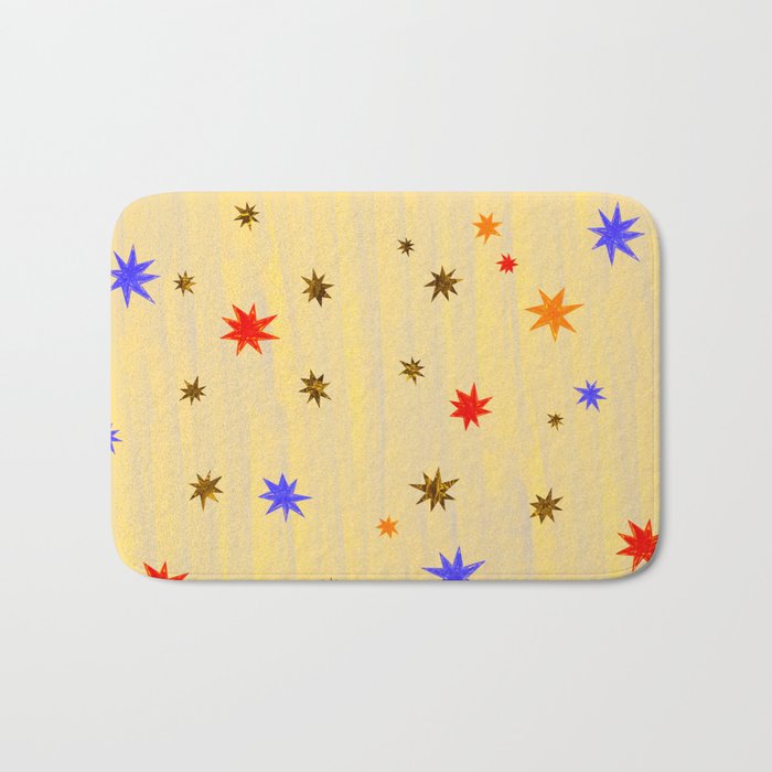 Celestial Star Twinkle in Golden Amber Watercolor Bath Mat Gallery Image 1