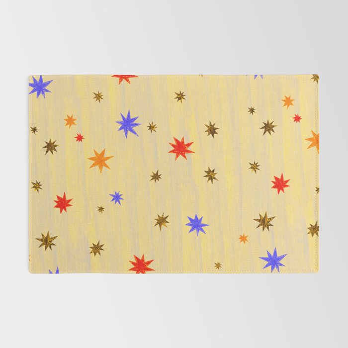 Celestial Star Twinkle in Golden Amber Watercolor Rug Gallery Image 2