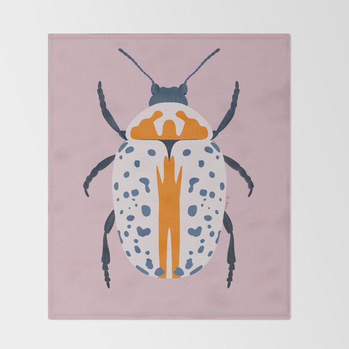 White and blue beetle Throw Blanket Gallery Image 2