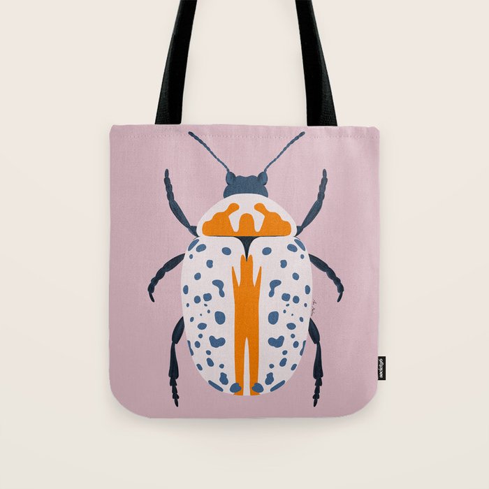 White and blue beetle Tote Bag Gallery Image 1