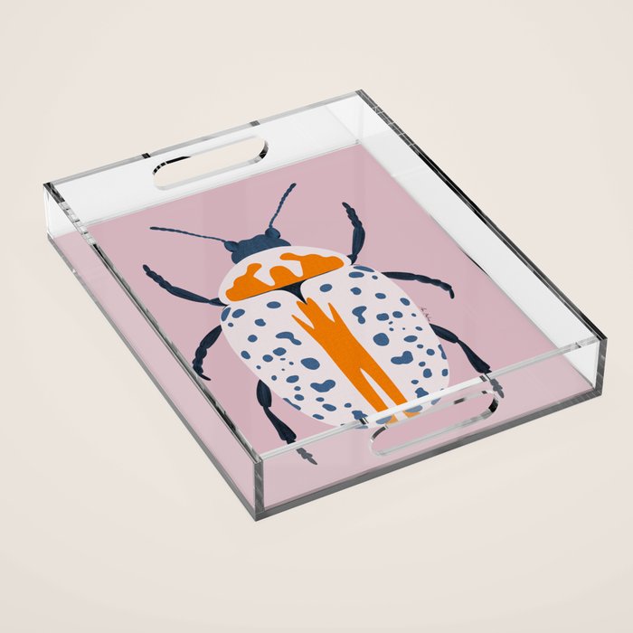 White and blue beetle Acrylic Tray Gallery Image 1