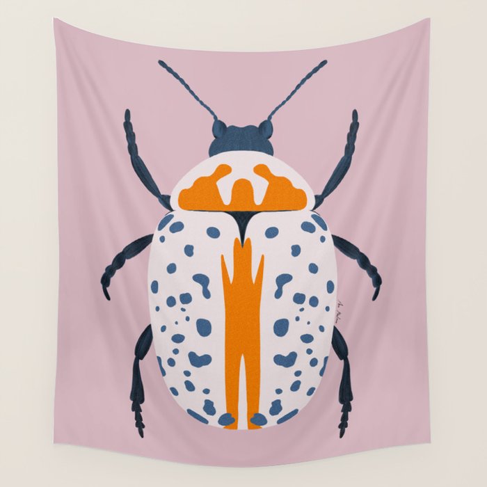 White and blue beetle Wall Tapestry Gallery Image 4