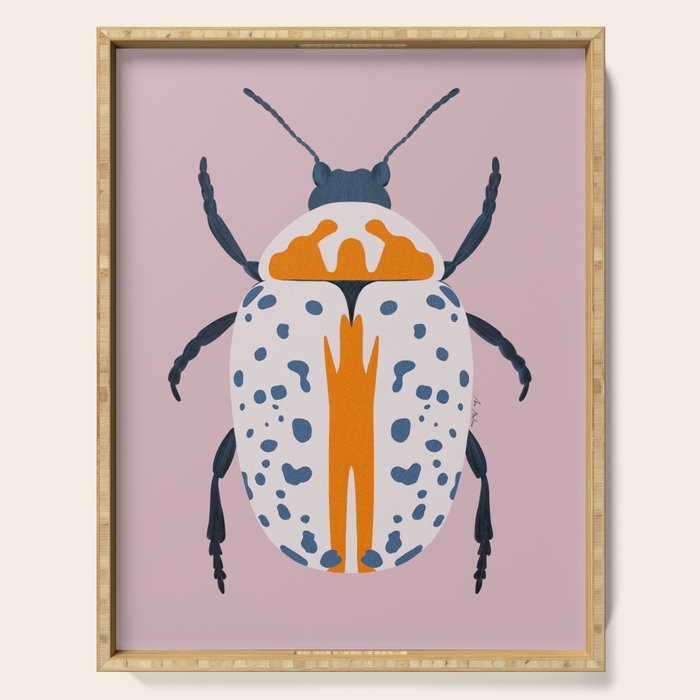 White and blue beetle Serving Tray Gallery Image 1