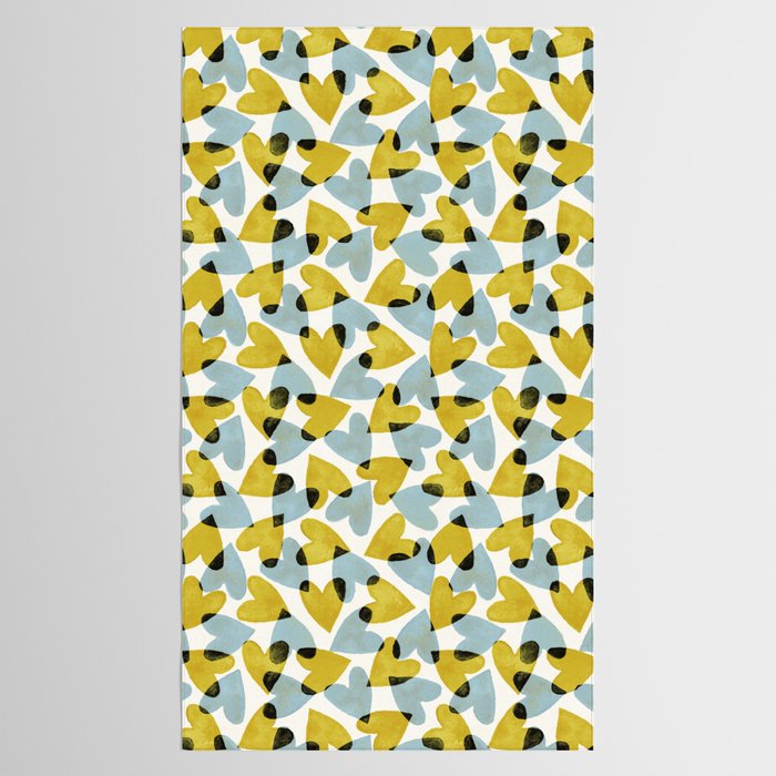 Linocut Hearts / Blue & Yellow Tablecloth Gallery Image 2