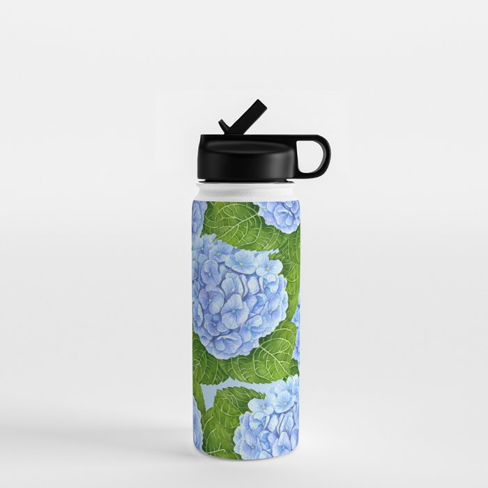 Blue hydrangea watercolor  Water Bottle Gallery Image 1