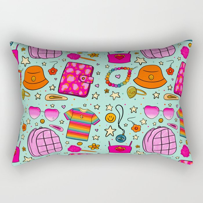 90's Things Print Rectangular Pillow Gallery Image 1
