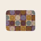 Retro Flowers Check Pattern X Bath Mat Gallery Image 1
