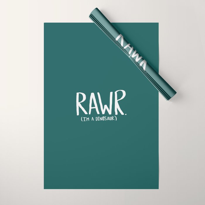 Rawr. I'm a Dinosaur. Turquoise. Wrapping Paper Gallery Image 1