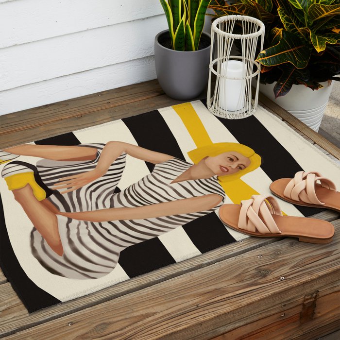 Yellow Noise Outdoor Rug Gallery Image 2
