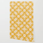 Daisies On Yellow Checkerboard Wallpaper Gallery Image 2
