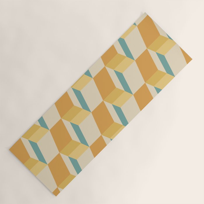 Cuboid Geometric Abstract Shapes Pattern XXVI Yoga Mat Gallery Image 1