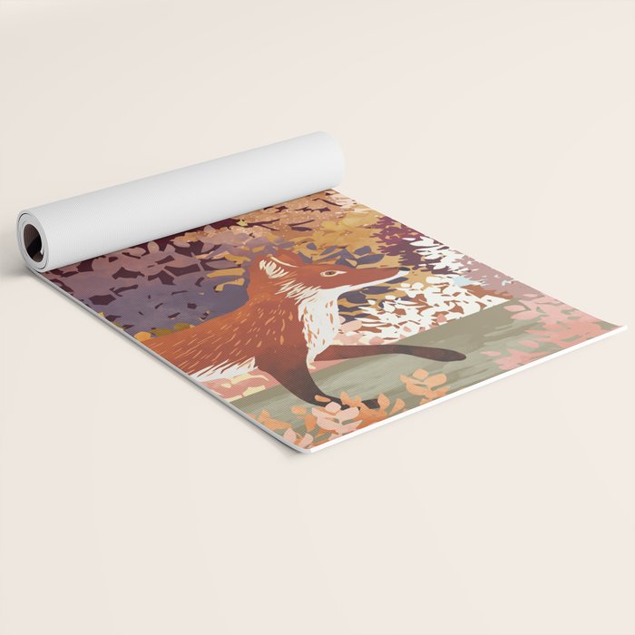 Autumn Fox Forest Yoga Mat Gallery Image 2