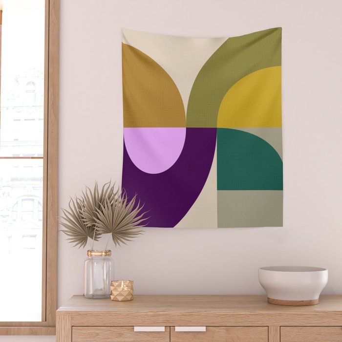 shapes mid century fall 21 Wall Tapestry Gallery Image 2