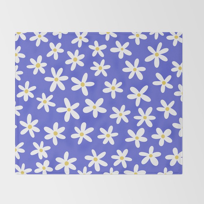 Daisies -- Blue Throw Blanket Gallery Image 2