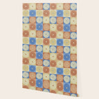 Retro Flowers Check Pattern VIII Wallpaper Gallery Image 2
