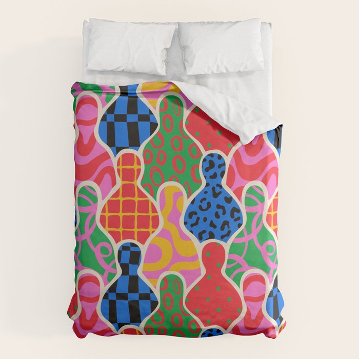 Colorful diverse people crowd collage pattern Duvet Cover Gallery Image 1