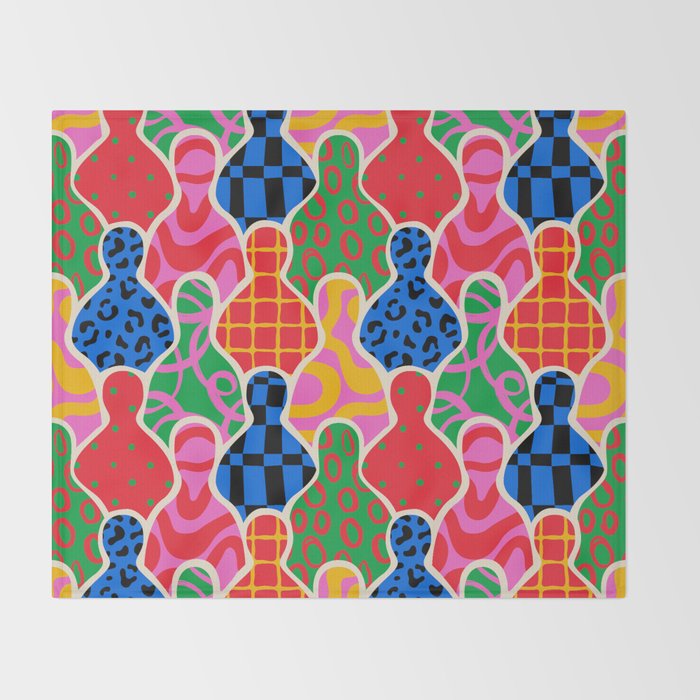 Colorful diverse people crowd collage pattern Throw Blanket Gallery Image 2