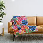 Colorful diverse people crowd collage pattern Throw Blanket Gallery Image 1