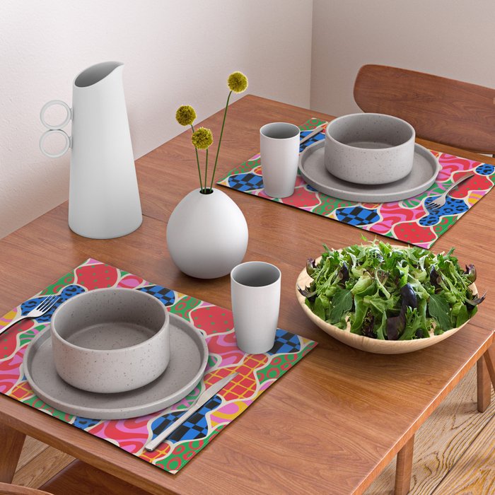 Colorful diverse people crowd collage pattern Placemat Gallery Image 2
