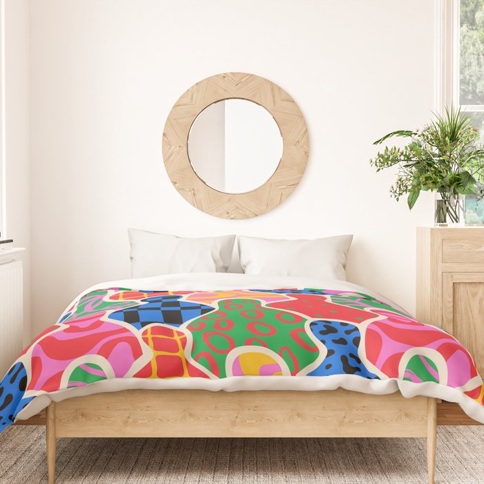 Colorful diverse people crowd collage pattern Duvet Cover Gallery Image 3