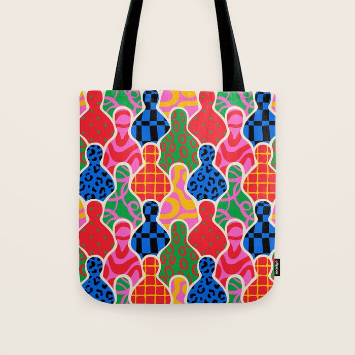Colorful diverse people crowd collage pattern Tote Bag Gallery Image 1