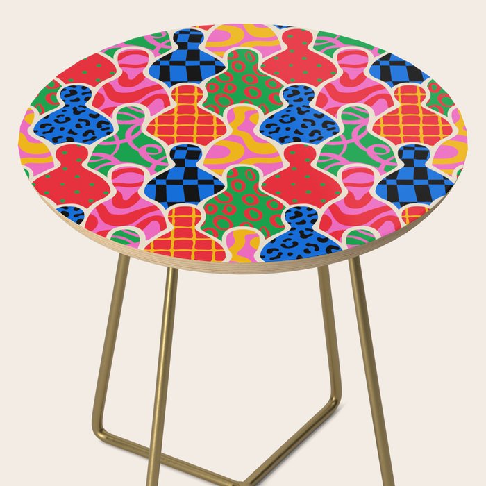 Colorful diverse people crowd collage pattern Side Table Gallery Image 2