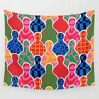 Colorful diverse people crowd collage pattern Wall Tapestry Gallery Image 4