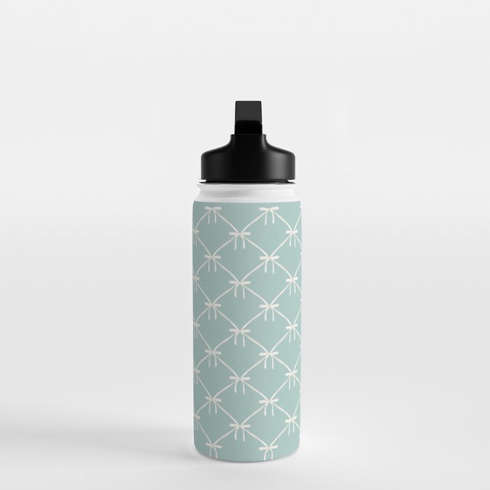 Bows & Ribbons Pattern XXVIII Pastel Mint Green Water Bottle Gallery Image 3