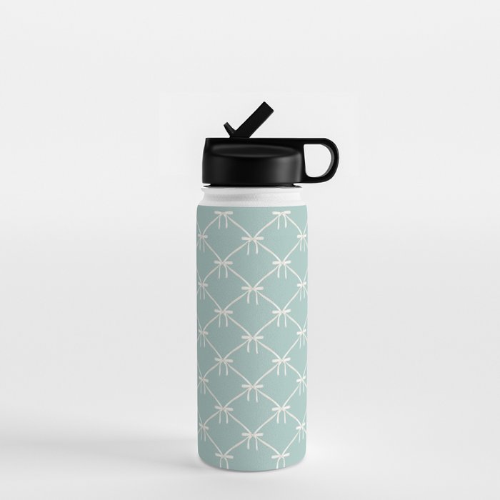 Bows & Ribbons Pattern XXVIII Pastel Mint Green Water Bottle Gallery Image 1