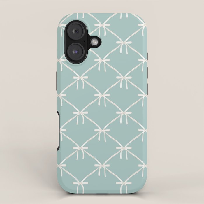 Bows & Ribbons Pattern XXVIII Pastel Mint Green iPhone Case Gallery Image 1