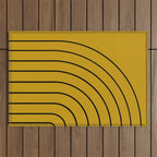 Minimal Arch VII Ochre Modern Geometric Lines Outdoor Rug Gallery Image 1
