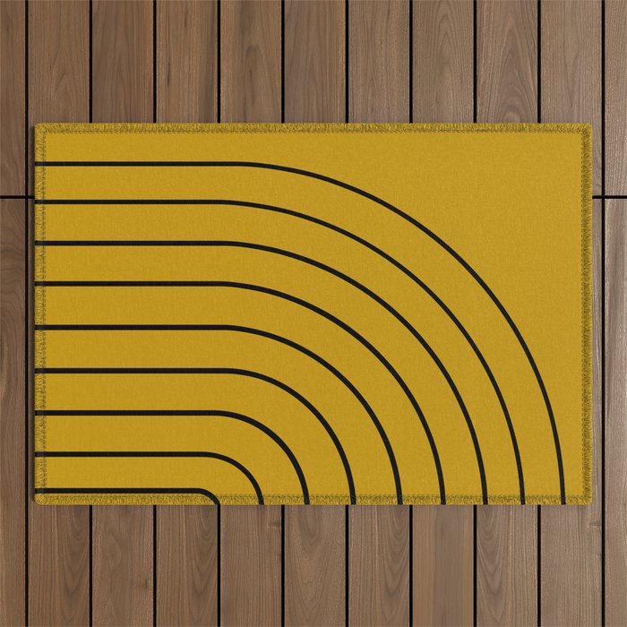 Minimal Arch VII Ochre Modern Geometric Lines Outdoor Rug Gallery Image 1
