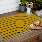 Minimal Arch VII Ochre Modern Geometric Lines Outdoor Rug Gallery Image 2