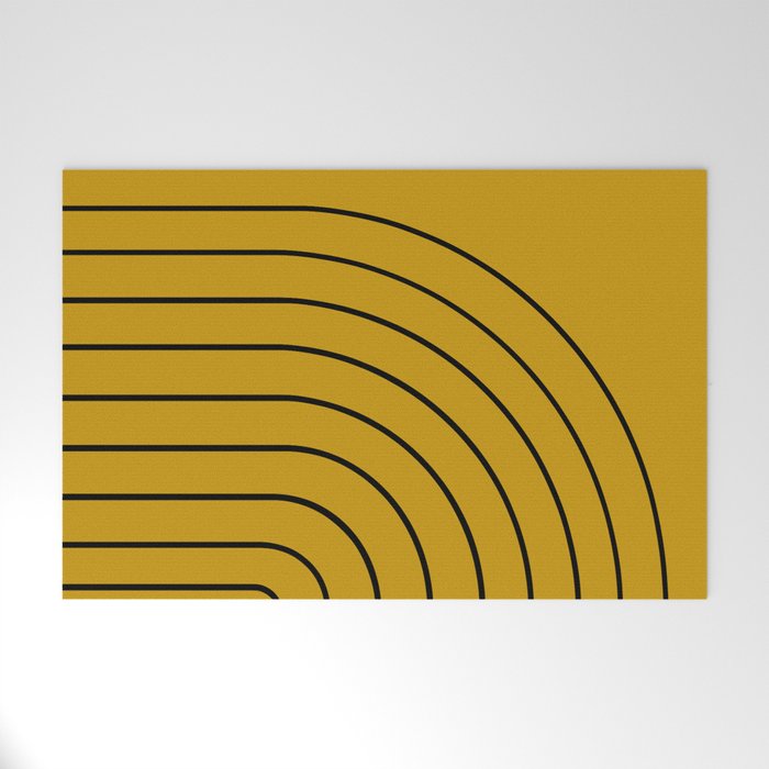 Minimal Arch VII Ochre Modern Geometric Lines Welcome Mat Gallery Image 1