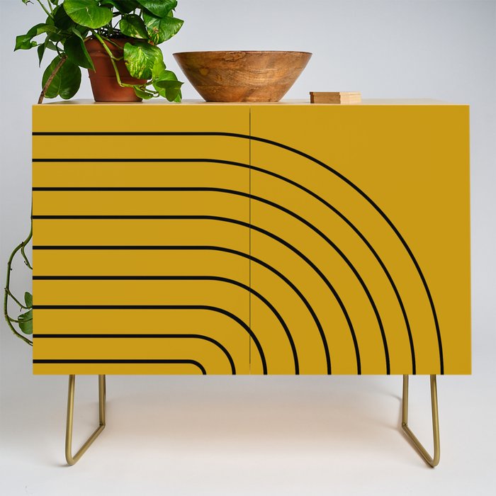 Minimal Arch VII Ochre Modern Geometric Lines Credenza Gallery Image 1