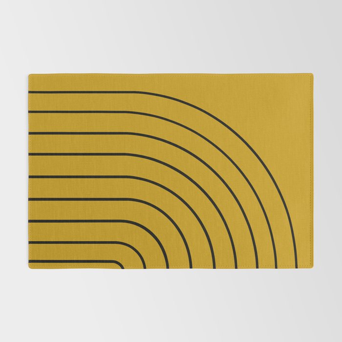 Minimal Arch VII Ochre Modern Geometric Lines Rug Gallery Image 2